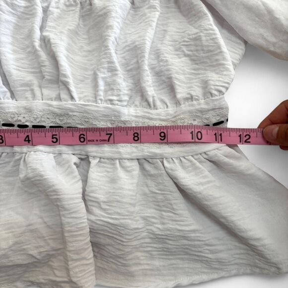 White Babydoll Ruffle Sleeve Blouse - Picture 4 of 5